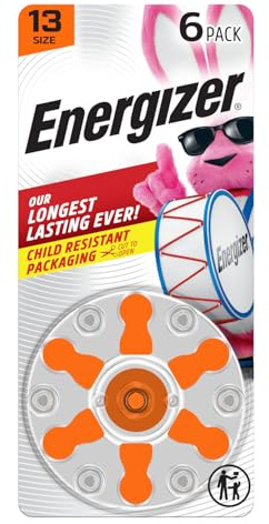 Energizer Lot de 6 piles pour appareils auditifs Orange Tab Taille 13