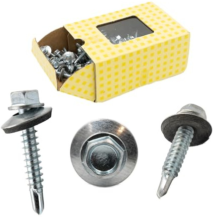 Marke Premium Selbstschneidende Selbstbohrende Schraube Bohrschraube Blech Metall mit Sechskantkopf Dichtscheibe Stahl verzinkt 5,5 mm x 19-120 mm DIN (5,5 x 63 mm - 100 Stück)