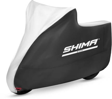 SHIMA X-Cover Motorrad Abdeckplane Wasserdicht Outdoor Motorradplane Garage Abdeckung Motorcycle Zubehör Motorradabdeckungen Regenschutz UV-Beständige Schlossloch Winddichte (Schwarz, XL)