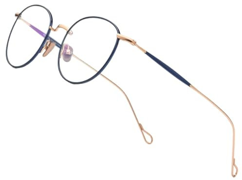EYPKPL Runde Brillengestelle, Brillengestelle aus reinem Titan, kreative Brillengestelle mit klaren Gläsern, Brillen, Unisex