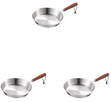 3 set of Kitchen Stainless Steel Fry Pan Ergonomic Handle Round Skillets for Home Rvs Large, 16 cm