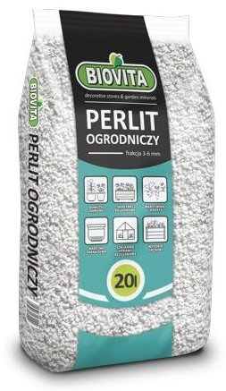 BIOVITA Perlit 20L - Perlite für Pflanzen zur Boden Substratverbesserung - 3-6mm - Bodenverbesserung - Feuchtigkeitsspeicher Substrat - Ideal für Garten & Zimmerpflanzen