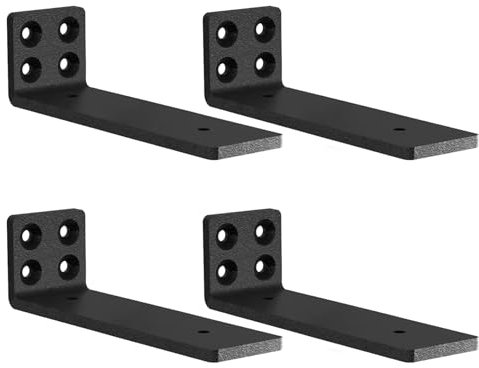 MLOQI 4 Pezzi Reggimensola Industrial, Staffe per Mensole Pesanti, Reggi Mensola da Muro, Reggimensola Legno, Supporto Mensola, Staffe a L (Nero 20 cm)