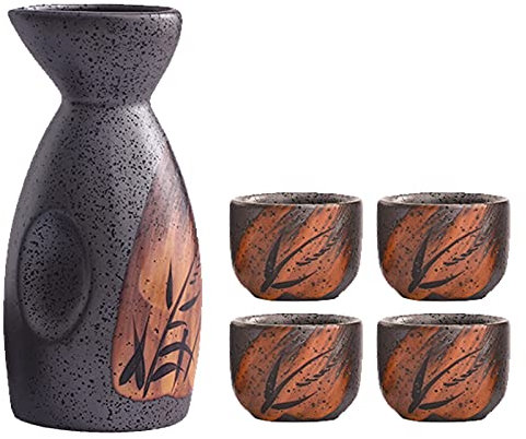 Kreatives Weinset aus Keramik – Kleiner Weintopf für Sake und Weißwein – Hochtemperaturofen zum Wechseln des Shochu-Weinkrug-Sets, Tassen im Stil 1 (Stil 1 Q)
