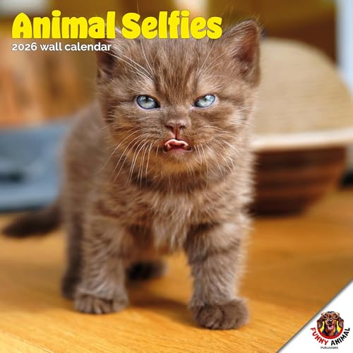 Dayplanner Publishing Animal Selfies Calendar 2026, Large Square Wall, 16 Month, Animal Selfies Gift Calendar