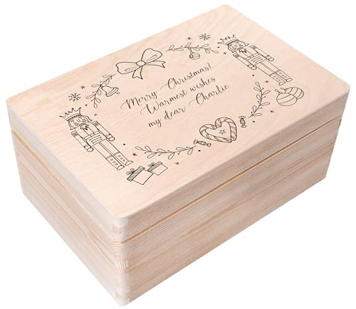 Creative DECO Caja Regalo para Navidad Personalizado - Cascanueces | Regalo Original de Madera | Texto Personalizado Deseado Idea de Regalos Navideños | Para Mujeres, Hombres y Parejas