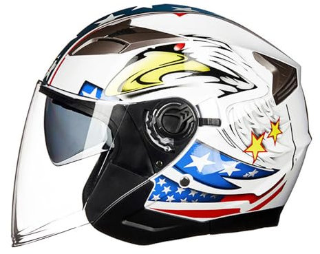 SMTSEC Motorradhelm Damen Herren 3/4 Half Face Helm Klapphelm DOT/ECE-Zertifizierter Mit Doppelvisier Sonnenblende Helm Jethelm Downhill Helm Mopedhelm Schutzhelm Für Cruiser Chopper,White/B-M