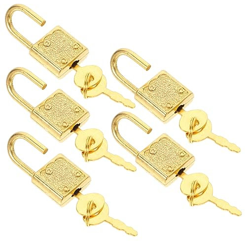 LALADEFIEE 5sets Wooden Box Padlock Treasure Chest Locks Antique Style Keys for Small Treasure Box Supplies