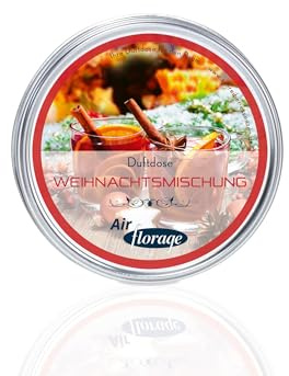 Florage – Lufterfrischer WEIHNACHTSDUFT 50 Jahre Erfahrung als deutsche Duftmanufaktur, Festgel Duftdose, Duftbaum alternative bis zu 12 Wochen anhaltender Duft, Innenraum Autoduft, Wohnung