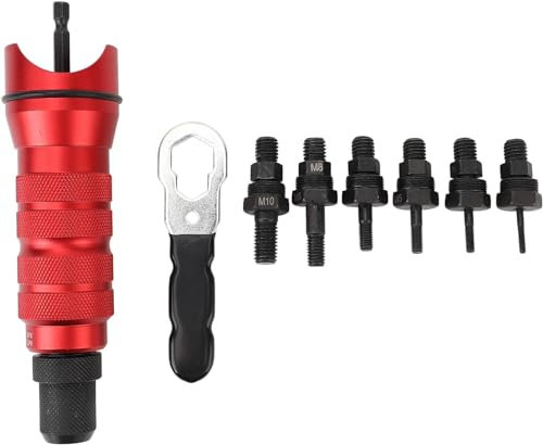 NBNBN Adaptador de pistola remachadora para taladro eléctrico, adaptador de pistola remache inalámbrica con 6 cabezales intercambiables, funda de transporte para mantenimiento de instalación