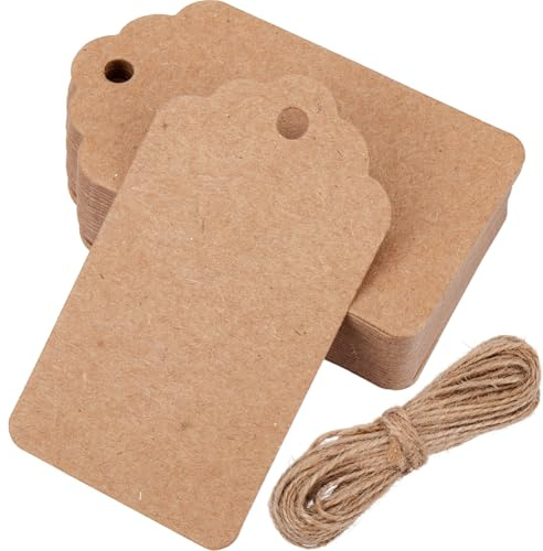 SOFPLATE 200 Stück Blanke Preisschilder Aus Kraftpapier Zum Aufhängen Mit 20 m Jutekordel Rechteckig 4 x 7cm HellBraune Zur Warenpräsentation Kleidungspreisgestaltung Einzelhandelsverkaufsetiketten F