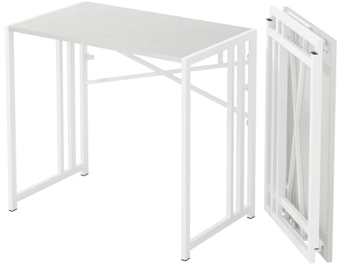 Lutown-Teen Klappschreibtisch 90 cm, Schreiben Gaming Computer Camping Tisch, Kein Zusammenbau erforderlich Home Office-Schreibtisch, Weiß
