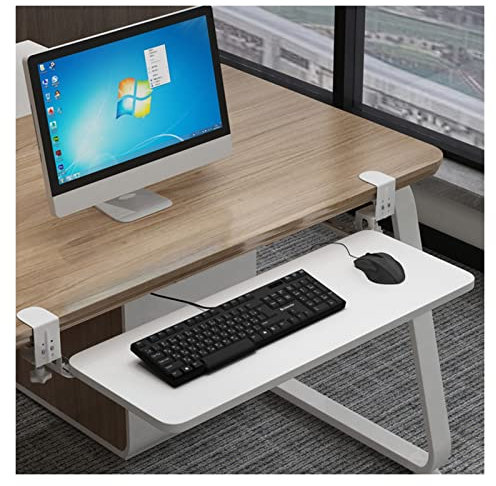 Ergonomische Tastaturablage zum Festklemmen unter dem Schreibtisch, Tastaturschublade ohne Bohren, 66 x 25,4 cm, Plattformverlängerung, schwarz.
