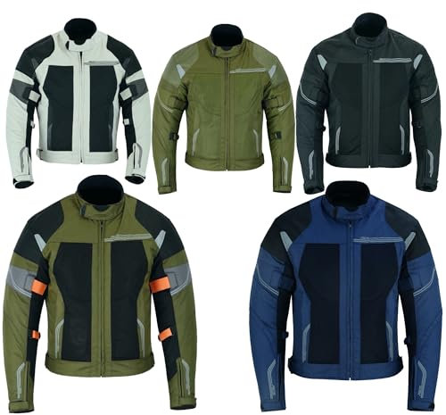 BOSmoto Motorradjacke Herren Schwarz mit Protektoren,Herren Motorrad Sommer Jacke,Leicht Motorrad Sommer Jacke Biker Jacke (DE/NL/SE/PL, Alphanumerisch, 5XL, Regular, Regular, Gray)