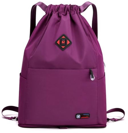 Generisch Sac à dos pliable avec cordon de serrage, sac à dos de sport de grande capacité, sac à dos de voyage pour séparer les pièces sèches et nasales, lilas, taille unique
