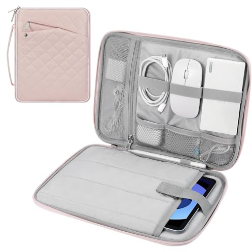 MoKo 9-11 Zoll Tablet Sleeve Tragetasche mit Griff, gepolsterte Schutztasche für 11 Zoll iPad Air M3, iPad A16 2025, Pro 11 2024, 10th Gen 10.9, Air 5/4th 10.9, 9/8th 10.2, Tab S9/S8 11, Helle Rosa
