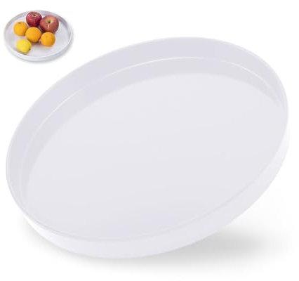 GIDWRIY Bandeja Decorativa Redonda 30 cm,Plato Decorativo Centro De Mesa,Bandeja para Servir Cafe,Bandejas para Velas,Centro de Mesa,Plato de Joyería,Bandejas Cocina para Cosméticos,Perfume-Blanco