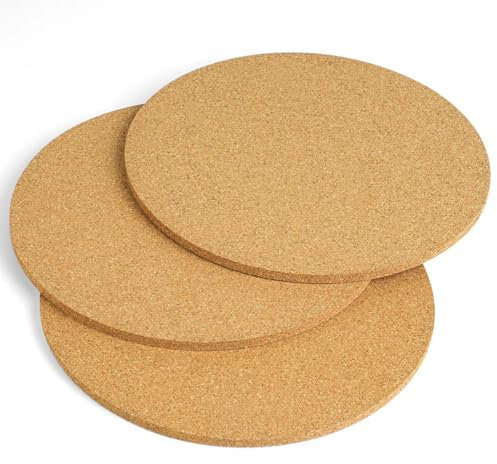 Flintronic Lot de 3 Dessous de Plat en liège–Φ20cm, Protecteurs de Vaisselle, Protege Poele Protection Poele et Casserole, Séparateurs D'assiettes en Feutre pour Protéger Vos Ustensiles de Cuisine