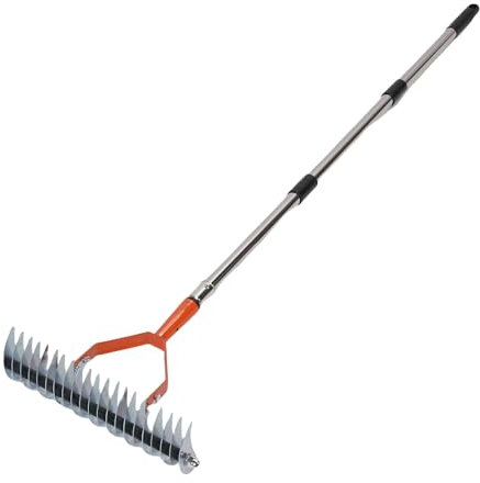 Fabater Râteau de Chaume, 2,8 Pouces de Large Râteau de Détrui Lourde, Râteaux de Chaume de Gazon, 52,8 Pouces Râteaux de Toilettage d'herbe Polyvalente pour Nettoyer l'herbe Morte