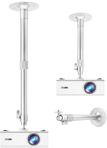 KOGATA Deckenwand-Projektorhalterung – Verstellbare Aluminiumlegierung-Halterung mit 360° Drehung, 31–50 cm Länge, Kabeldurchführung, Universale 1/4 Schraube, Kompatibel mit Beamer, Kamera & Handy