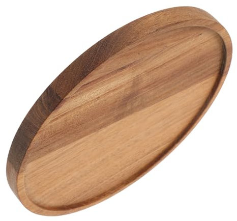 CIYODO Bandeja de Madera Redonda Vintage Plato de Madera Multifuncional Bandeja Decorativa 30Cm para Cocina Sala de Uso Diario