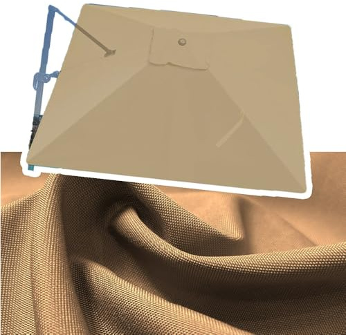 VLKLPZAHAK Ombrellone da Giardino Quadrato 250x250cm Tela di Ricambio per Ombrellone A Sbalzo, Tessuto di Ricambio per Ombrellone da Tavolo Mercato(Khaki,2.5x2.5m (8.2x8.2ft))