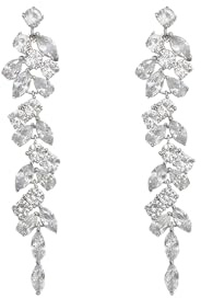 LynixTrade Silver Rhinestone Dangle Earrings for Women Long Chain Chandelier Silver Drop Earrings with Crystal Fringe Wedding Jewelry Bridal Prom Earring for Women Girls