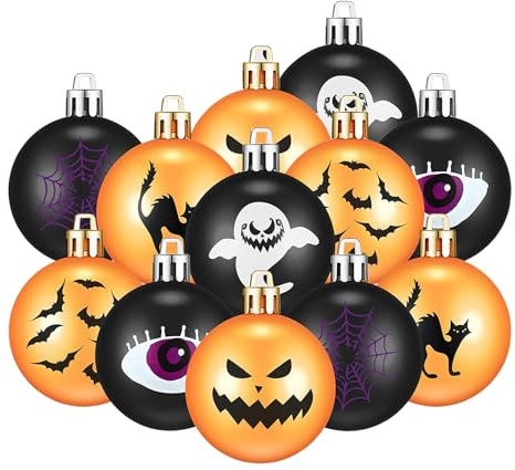 Halloween-bollprydnader - mattmålade dekorationsbollar | 12