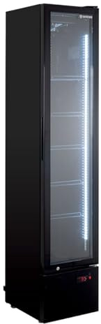 GastroHero Getränkekühlschrank GKS-160 Slim I 160 L Getränkekühlschrank mit Glastür & LED I Flaschenkühlschrank abschließbar I Bierkühlschrank 0 bis +10 °C