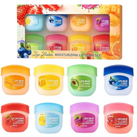 8PCS Lippenpflege, Lippenbalsam Set Mit Fruchtigen Aromen, Feuchtigkeitsspendende Lippenpflege Für Trockene Lippen, Ideal Für Tägliche Pflege Und Als Geschenk