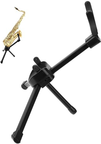 Saxophonständer für Tenor und Alt, Klappbar mit Aufbewahrungstasche | Metall ABS Schaum, Tragbar für Zuhause und Ausstellung, Schwarz, Inklusive Beutel