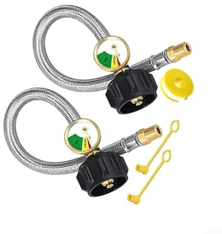 Manguera de propano RV de 15 pulgadas, conector de coleta de acero inoxidable, para QCC1 a bengala macho invertida, reemplazo de línea de gas para caravana, para manguera de suministro de GLP