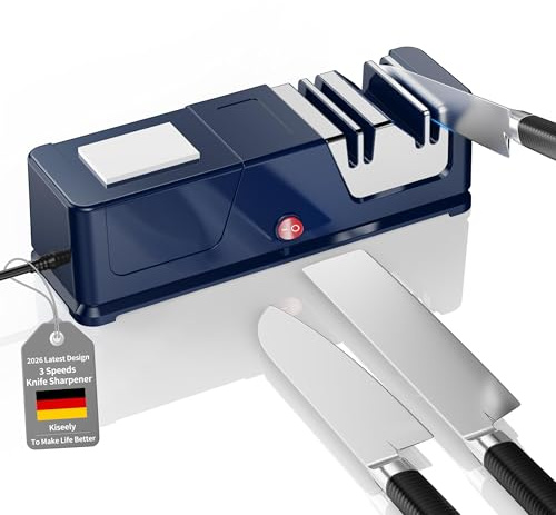Elektrischer Messerschärfer, Profi-Diamant-Messerschärfer, Leisem Motor, Schnelles für Küchenmesser, Messerschärfer für Raue und Feine, Ideal für Alle Messerarten (FP1)
