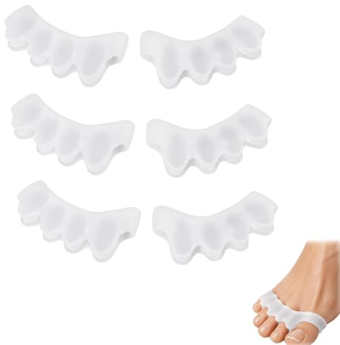 6 Unidades Separadores Dedos Pie, Corrector Hallux Valgus De Silicona Suave, Antideslizante, Lavable Y Reutilizable, Para Dedos Superpuestos, Juanetes Y Dedos en Martillo, Uso Diario