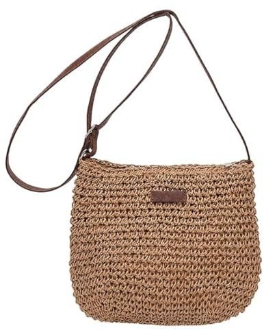 JazRvr Strohtasche für Damen, Korbtasche mit Reißverschluss, handgefertigte Basttasche für Sommer, Strandtasche ideal für Urlaub und Reisen