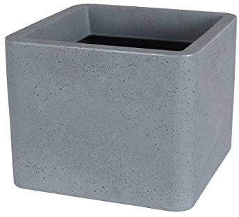 greemotion Pflanzkübel Lea in Grau-Zementoptik - Blumentopf eckig - Pflanzgefäß 40x40cm - Blumenkübel Kunststoff - Pflanztopf Erdvolumen 44L - Pflanzkasten wasserdicht - Garten-Zubehör UV-beständig