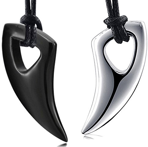 Fashion HW Spear Anhänger Herren Edelstahl Wolf Zahn Anhänger Halskette mit 55,9–66cm