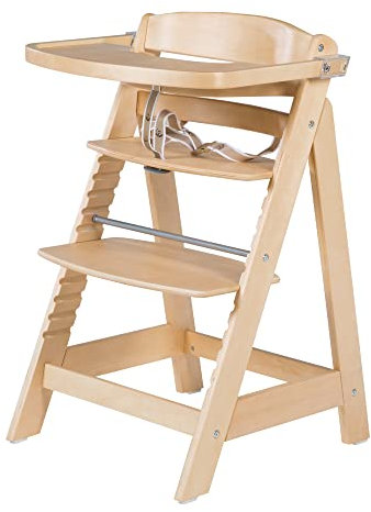 roba Treppenhochstuhl Sit Up FUN, Hochstuhl inkl. abnehmbarem Essbrett und Bügel, mitwachsend vom Babyhochstuhl bis zum Jugendstuhl, Holz-Hochstuhl, natur