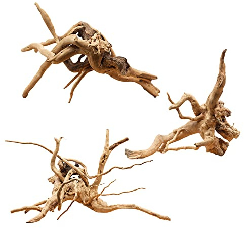 Hamiledyi 6-8in Aquarium Driftwood 3PCS Reptile Spider Wood Assorted Branches Natural Trunk Driftwood Tree Fish Tank Decoration