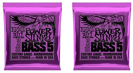Ernie Ball 2821 Power Slinky 5-Saiten, Nickel-Umwicklung, 50-135, 2 Stück