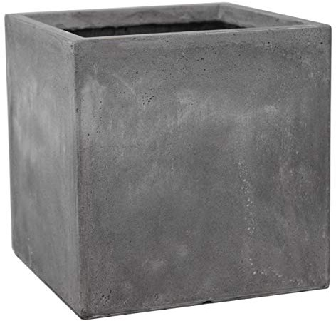 Primrose Large Garden Fibrecotta Cement Finish Outdoor Planter Square 40cm (15.7in)