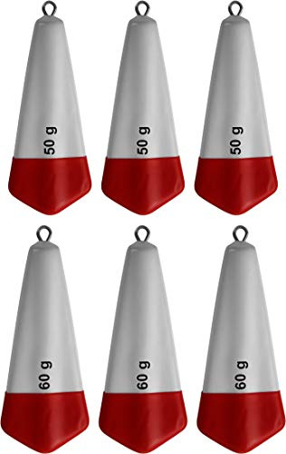 Storfisk fishing & more 6er Set Heringsgewichte aus Eisen, mit Öse, für Heringspaternoster, gummiert, Größe:Set 3