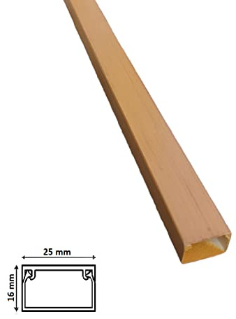 4PZ Canalina 25x16 mm 2 metri Legno Noce per cavi elettrica in plastica passacavi coprifili a parete con copertura