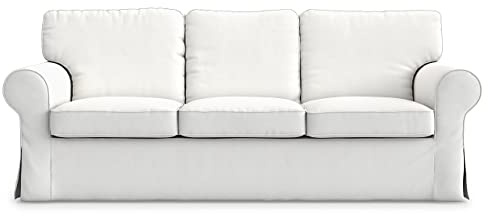 MASTERS OF COVERS Sofabezug für IKEA Ektorp 3-Sitzer, Weißer Sofaüberzug aus Baumwolle, Ektorp 3er Couchcover, 218x88x88cm