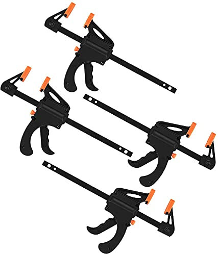 Woodworking Clamp Set 4/6/12 inch,Quick Grip Clamps, Ratchet Bar Clamps, One Handed Bar Clamp, Ideal for Fast and Easy Clamping Applications for DIY Woodworking Projects (4 Pack(4 inch))