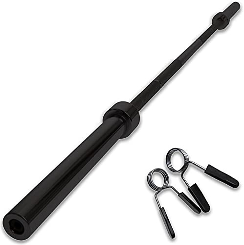 C.P. Sports Olympia Langhanteln, SZ-Stangen, Trizepsbomber | für Scheiben mit 50 mm Bohrung | Stahl massiv, schwarz | inklusive Federfeststeller | für Bodybuilding, Gewichtheben, Kraftsport, Fitness
