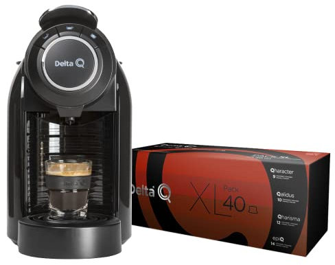 Delta Q Promo Máquina con cápsulas - Q Evolution, 1L, Negra Regalo Pack XL Intensidades 40 Cápsulas
