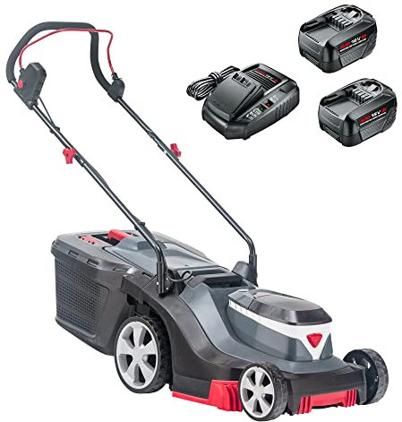 AL-KO Akku-Rasenmäher 3.82 Li Easy, 38 cm Schnittbreite, Akkufach für bis zu 2 Akkus 18 V Li-Ion (2X Akku und Ladegerät im Lieferumfang), für Flächen bis 300 m², zentrale Schnitthöhenverstellung