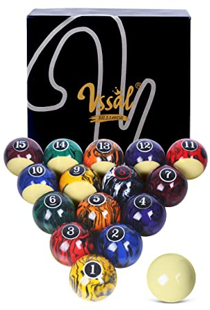 VSSAL Premium Pro Billardkugel-Set aus Kunstharz, Marmor, Wirbel-Stil, 5,4 cm, reguläre Größe, komplettes Set mit 16 Bällen (super langlebig, AAA-Qualität)