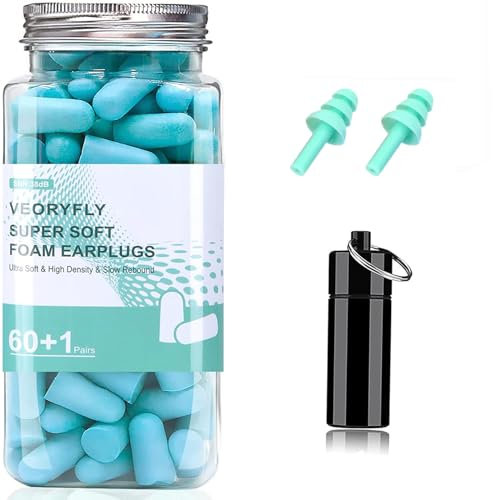VeoryFly Soft Foam Ear Plugs for Sleep, 122 Pcs 38 dB Highest SNR, EarPlugs for Sleeping Noise Cancelling, Reusable Comfortable Hearing Protection Foam Earbuds for Sleep, Snoring, Work, Lound Noise